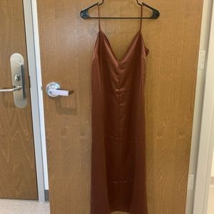 BROWN SATIN SLIP DRESS SIZE SMALL H&M